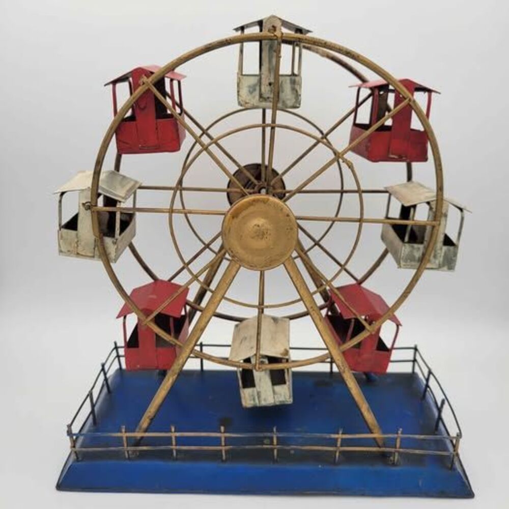 Rare Antique Tin Metal Ferris Wheel
